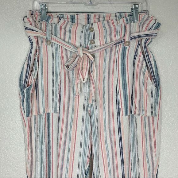 Indigo Rein Linen Blend Belted Paperbag Jogger Pants, Size XL - Picture 4 of 12